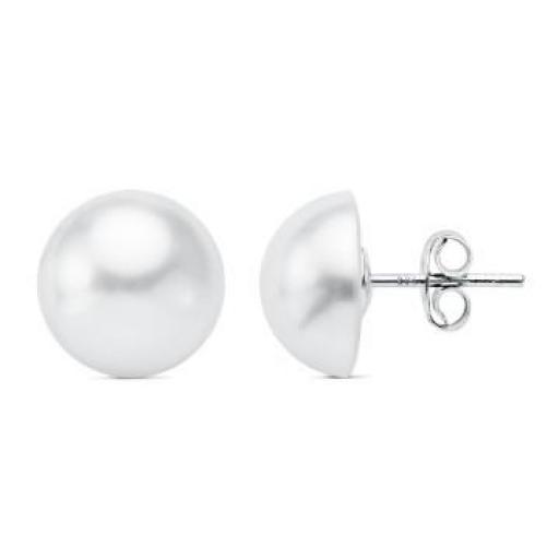 Pendientes plata 1/2 perla con casquilla 12mm. [0]
