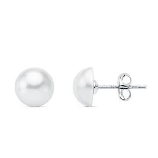 Pendientes plata 1/2 perla con casquilla 8mm. [0]