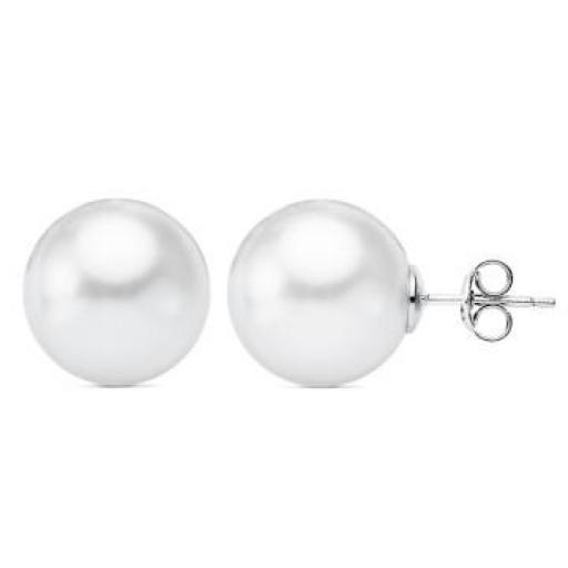 Pendientes plata perla con casquilla 14mm. [0]