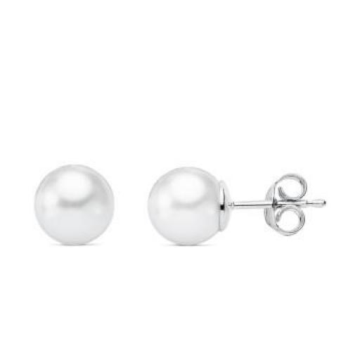 Pendientes plata perla con casquilla 8mm. [0]