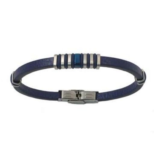 Pulsera hombre acero y piel