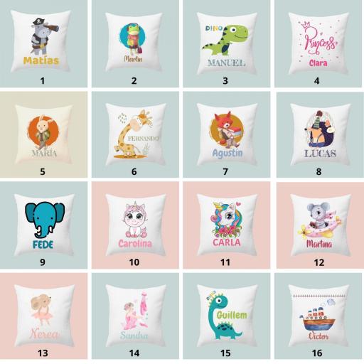 Cojín con Nombre Personalizado - guardería - vuelta al cole - cumpleaños -   varios diseños [2]