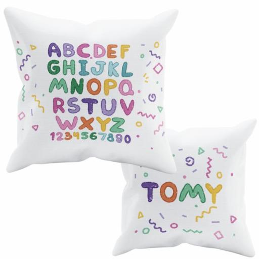 Cojín Personalizado para Niño - Niña - Almohada para Niños abecedario y números - Vuelta al Cole - cojín con Letras y números COLECCIÓN ABC [1]