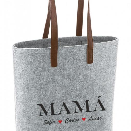 Bolso Personalizado Mamá - bolso de fieltro - bolsa -  idea regalo original,  regalo personalizado, regalo navidad, día de la madre, shopper fieltro.