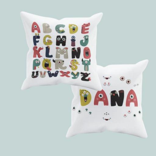 Cojín Personalizado para Niño - Niña - Almohada para Niños abecedario y números - Vuelta al Cole - cojín con Letras y números COLECCIÓN ABC [1]