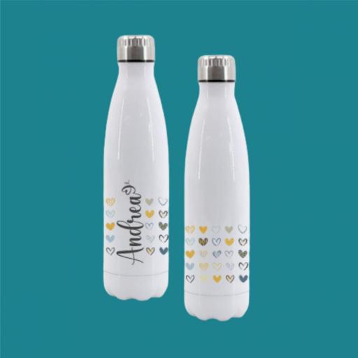 Botella Térmica Personalizada - Nombre - Botellas de Agua Acero Inoxidable Doble Capa 510 ml Bebidas Frias 24h y Calientes 12 h, doble capa - a prueba de fugas. 