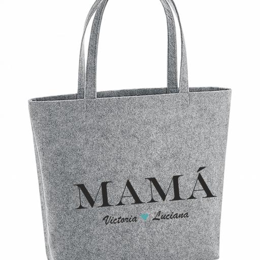 Bolso Personalizado con sobre interior con frase y nombres - Mamá - bolso de fieltro - bolsa -  idea regalo original,  regalo personalizado, regalo navidad, día de la madre, shopper fieltro. [1]