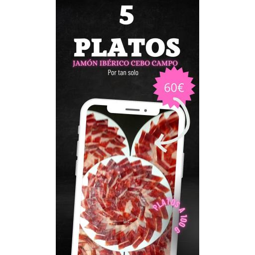 5 Platos de Jamón Cebo Campo | Envasado al Vacío 