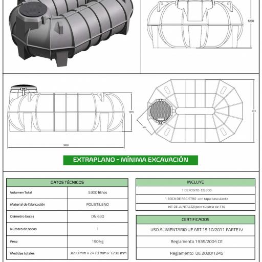 Depósito para agua de 3500 a 6500 litros | Mínima profundidad de excavación | 123 cm [2]