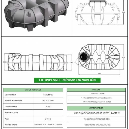 Depósito para agua de 3500 a 6500 litros | Mínima profundidad de excavación | 123 cm [3]