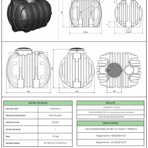 Depósito para agua potable 5700 litros polietileno - instalación enterrada [3]