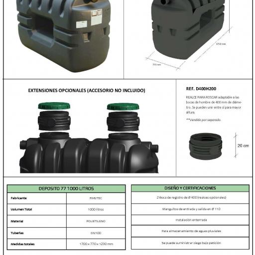 Depósito para enterrar de 1000 litros AT 77 - Rikutec [2]