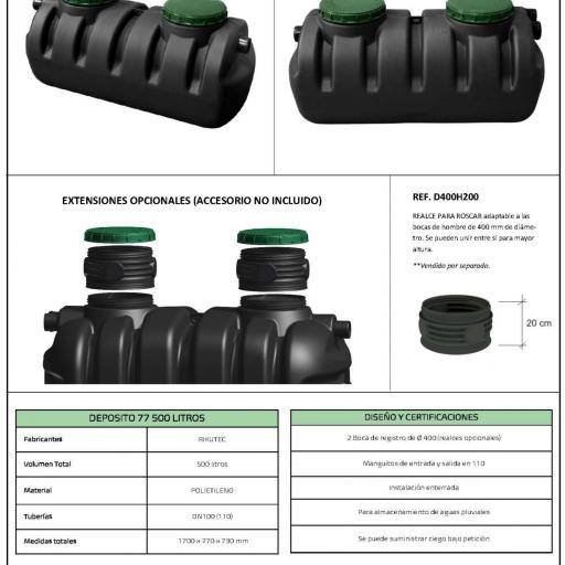 Depósito para enterrar de 500 litros AT 77 - Rikutec [2]