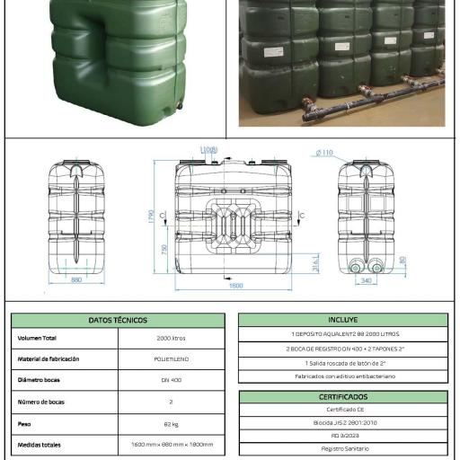 Depósito rectangular agua potable 2000 litros [2]