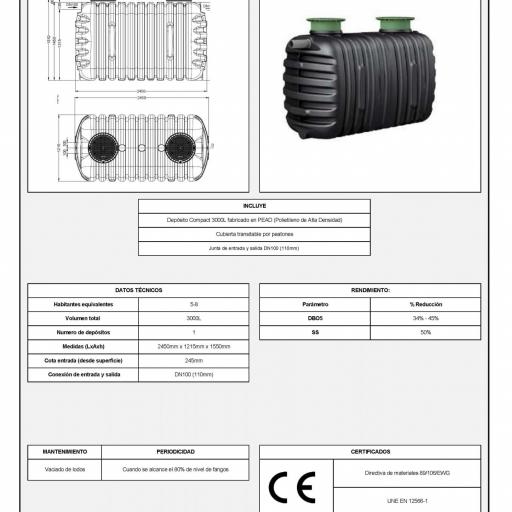 Fosa séptica básica 2000 - 3000 litros homologada CE [3]