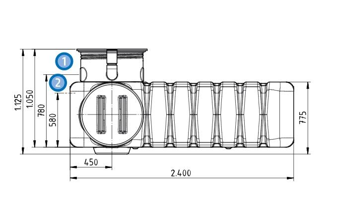 Depósito plano almacenamiento de agua 2500 litros AT 70 2500