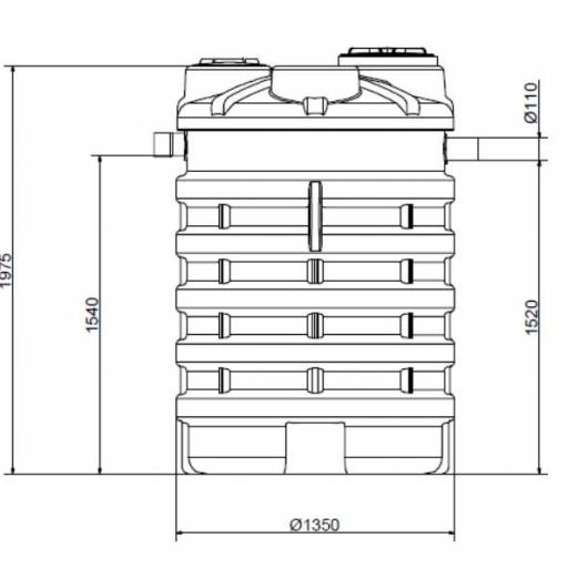 Fosa Séptica con filtro 2100 litros 8 habitantes POLIETILENO - vertical base plana [3]
