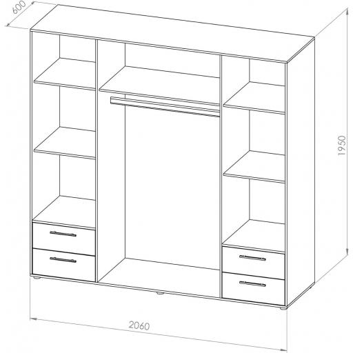 Armario 4 puertas 206cm BLANCO/ROBLE [4]