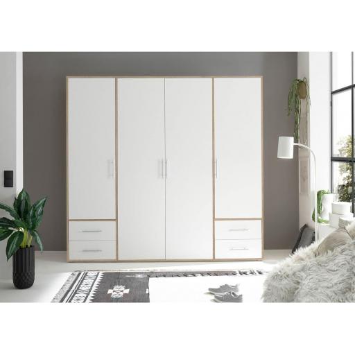 Armario 4 puertas 206cm BLANCO/ROBLE [5]