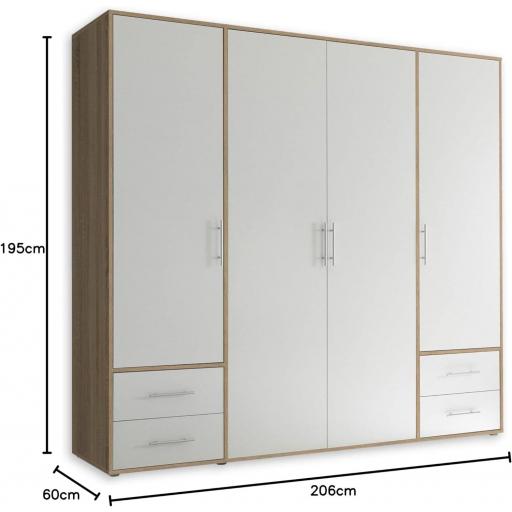 Armario 4 puertas 206cm BLANCO/ROBLE [6]