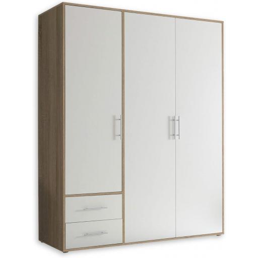 Armario 3 puertas 155cm BLANCO/ROBLE [2]