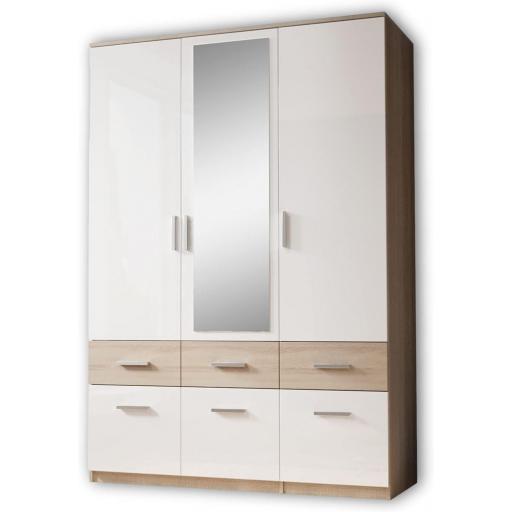 Armario 3 puertas 135cm BLANCO/ROBLE [2]