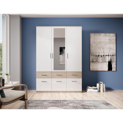 Armario 3 puertas 135cm BLANCO/ROBLE [3]