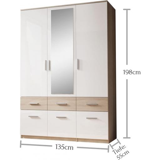 Armario 3 puertas 135cm BLANCO/ROBLE [5]