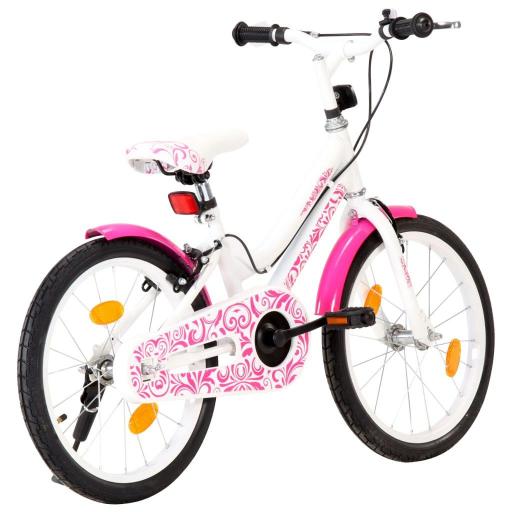 Bicicleta para niños 18 pulgadas (5-7 años) ROSA Y BLANCO [2]