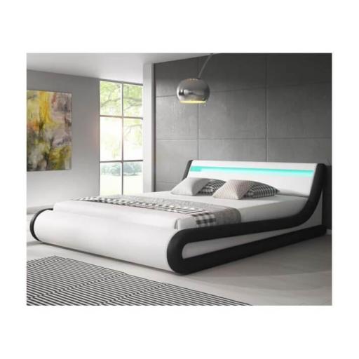 Cama abatible 150x190cm polipiel con LED BLANCO Y NEGRO [1]