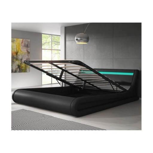 Cama abatible 150x190cm polipiel con LED NEGRO