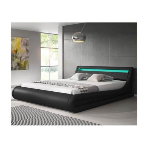 Cama abatible 150x190cm polipiel con LED NEGRO [1]