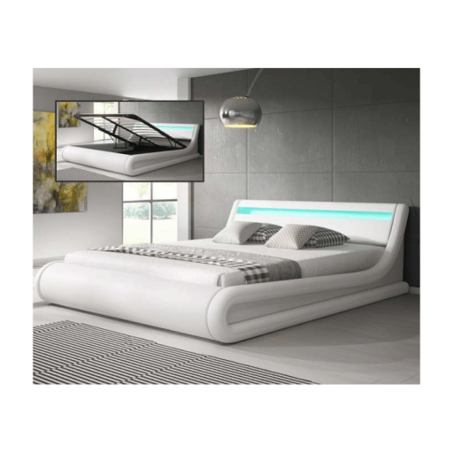 Cama abatible 150x190cm polipiel con LED BLANCO [1]