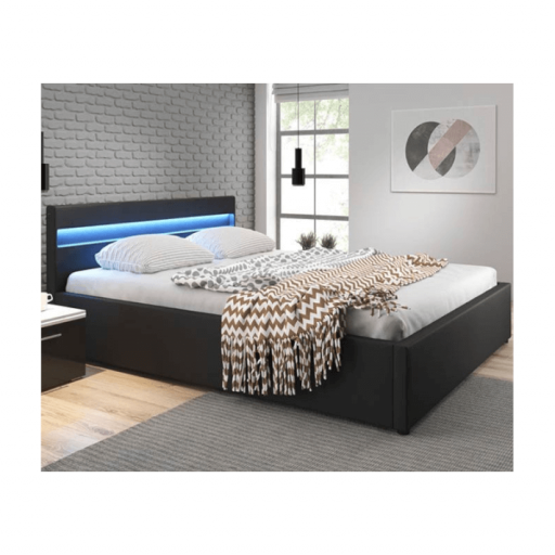 Cama con canapé y LED 180x200cm NEGRO [1]