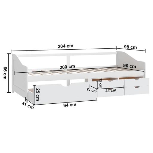 Cama con cajones 90x200cm BLANCO [5]