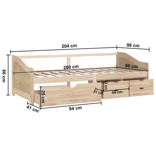 Cama con cajones 90x200cm ROBLE [5]