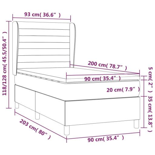 Cama con cabecero, colchón y cubrecolchón 90x200cm tela GRIS CLARO [5]