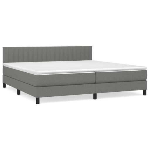 Cama con cabecero, colchón y cubrecolchón 200x200cm tela GRIS OSCURO [1]