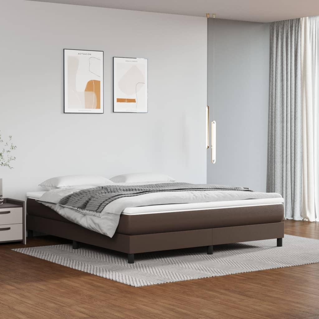 Estructura de cama con cabecero de tela marrón 160x200 cm