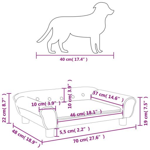 Sofá para perros de terciopelo 70x48x22cm MARRÓN [5]