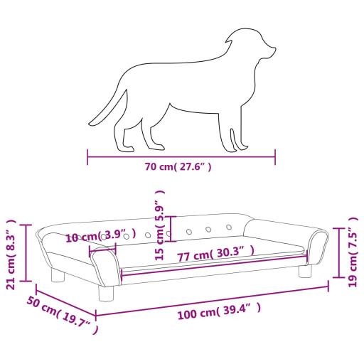 Sofá para perros de terciopelo 100x50x21cm CREMA [5]