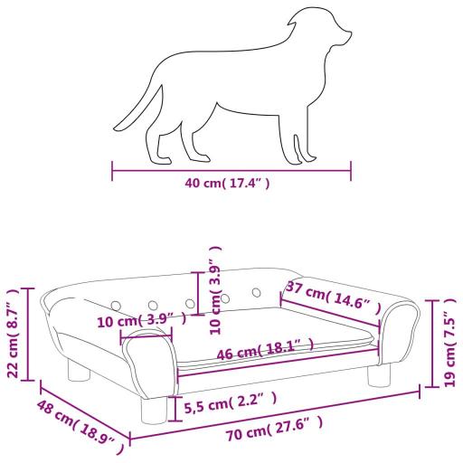 Sofá para perros de terciopelo 70x48x22cm GRIS OSCURO [5]