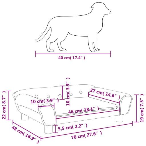 Sofá para perros de terciopelo 70x48x22cm NEGRO [5]