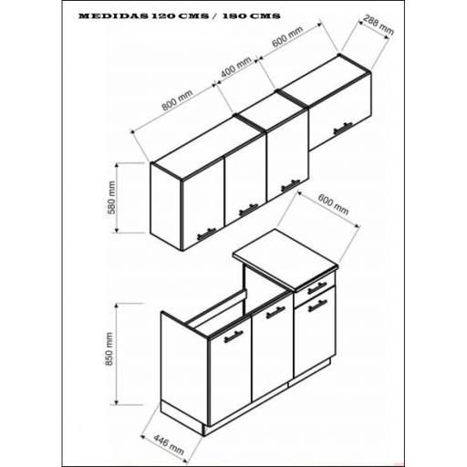 Cocina completa 120-180cm MADERA Y NEGRO [1]