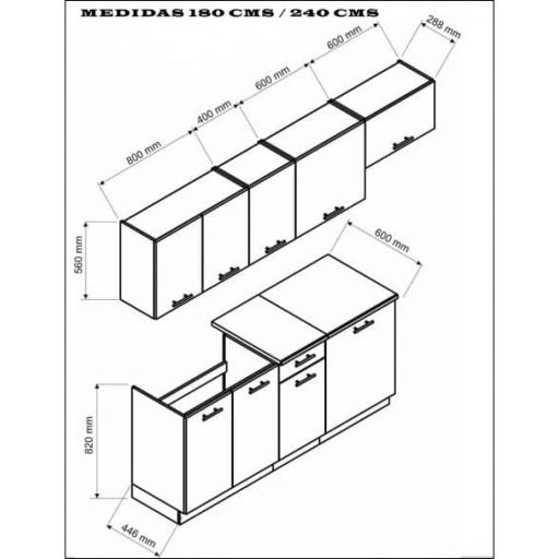 Cocina completa 180-240cm MADERA Y NEGRO [1]