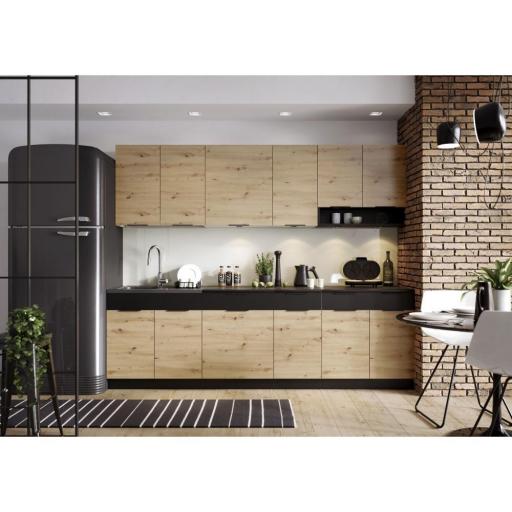 Cocina completa 260cm ROBLE Y NEGRO + 4 metros encimera B48