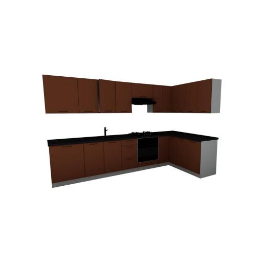 Cocina completa en L 170-350cm ROJO LADRILLO [0]