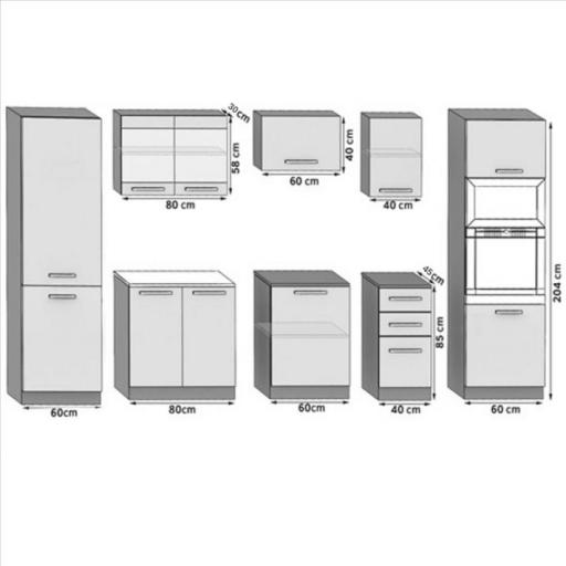 Cocina completa 8 piezas 300cm encimera y zócalo ROBLE [1]