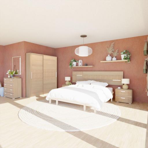 Dormitorio GLAMOUR PLUS (Cabecero + 2 Mesitas + Cómoda + Espejo + Armario)