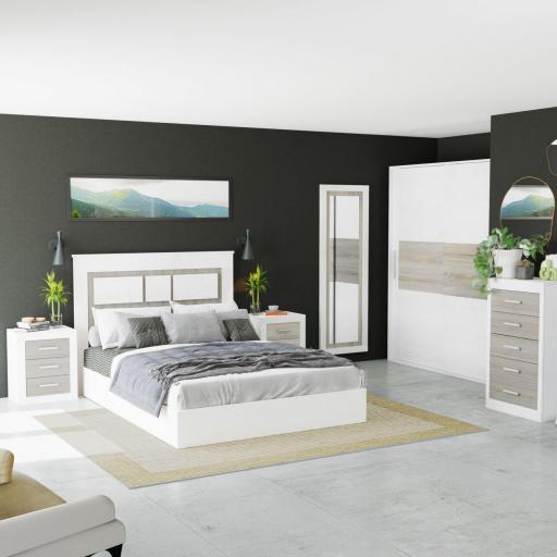 Dormitorio RELAX PLUS (Cabecero + 2 Mesitas + Cómoda + Espejo + Armario) [0]